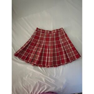 Aerie Red Plaid Pleated Mini Skirt Womens Medium Schoolgirl Preppy Tartan